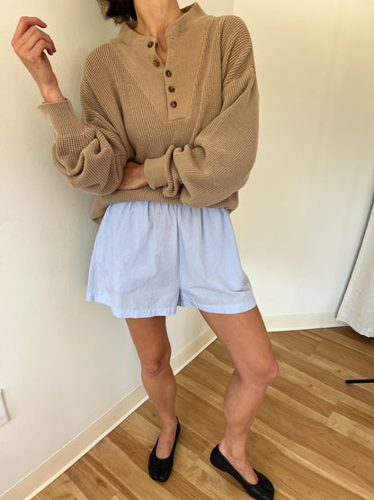 Favorite Vintage Latte Cotton Henley