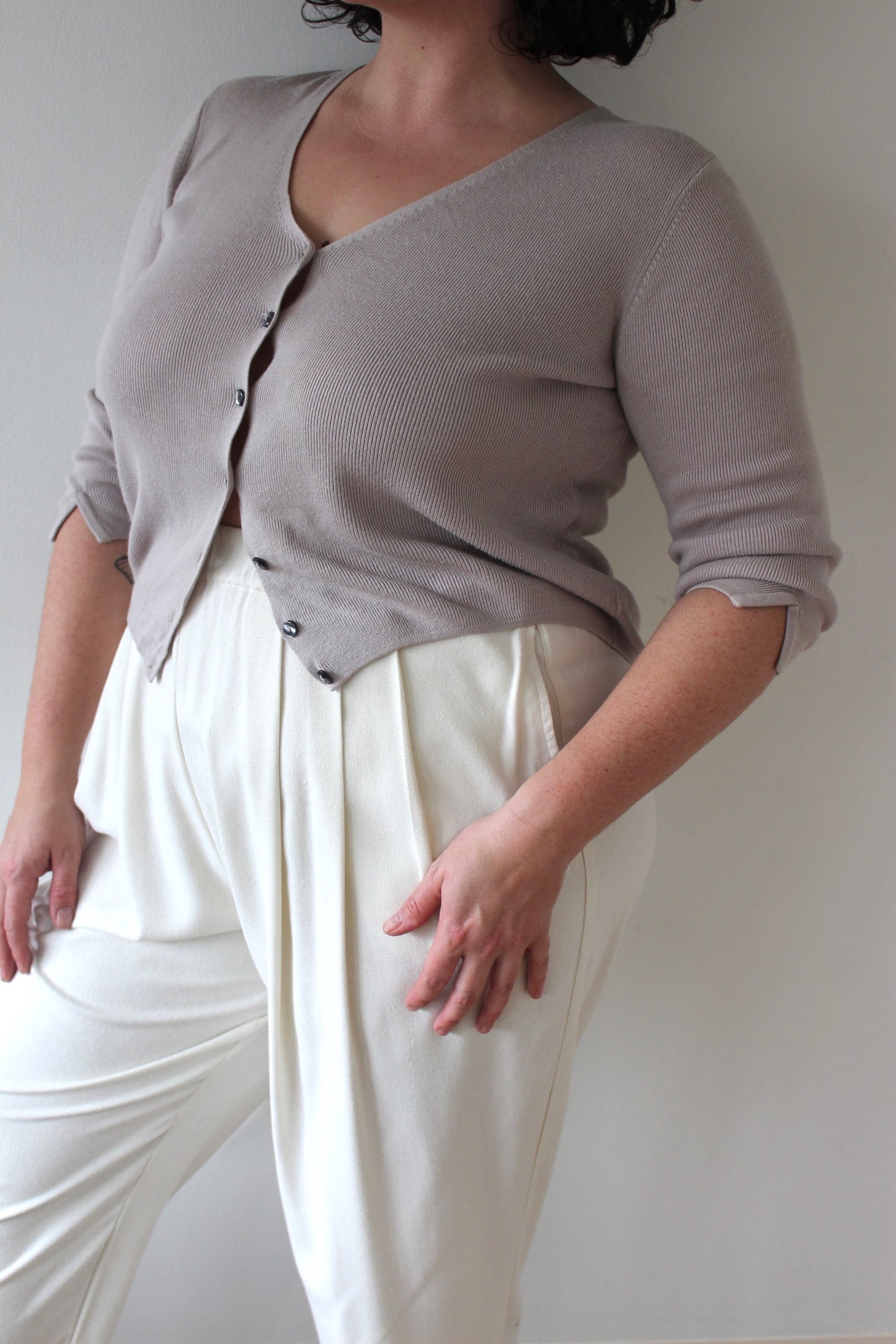 Vintage Ecru Knitted Silk Cardigan