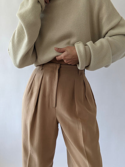 Stunning Vintage Butterscotch Silk Trousers