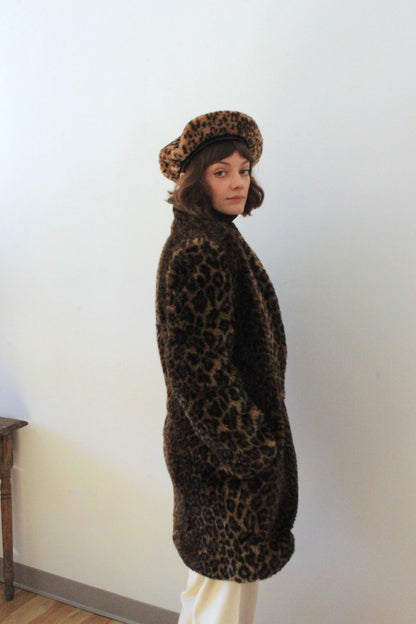 Bold Vintage Cheetah Faux Fur Open Coat