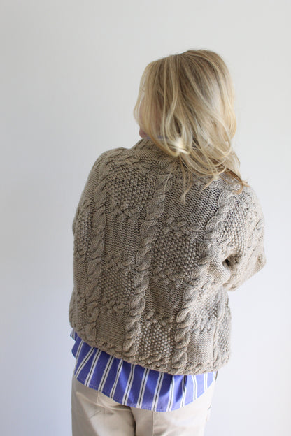 Lovely Vintage Taupe Hand-Knit Wool Sweater