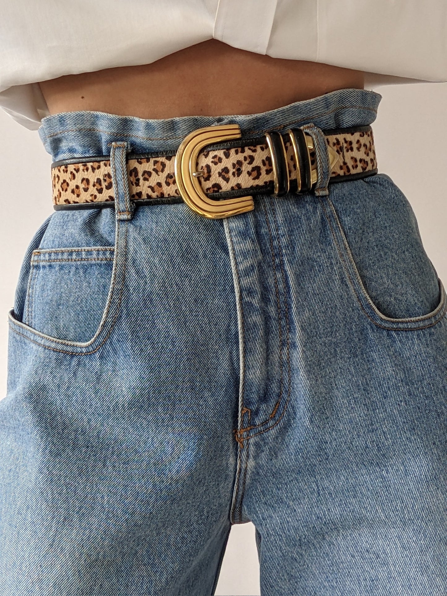 Vintage Printed Calf Hair & Leather Belt