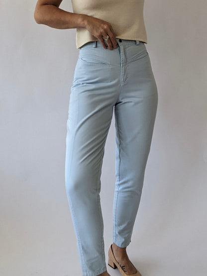 Vintage Sky Blue Twilled Cotton Pants