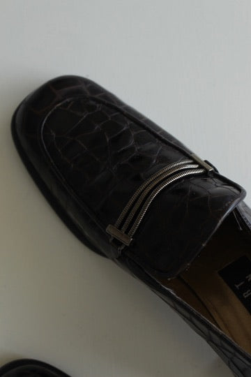 Vintage Stuart Weitzman Croc-Embossed Loafer