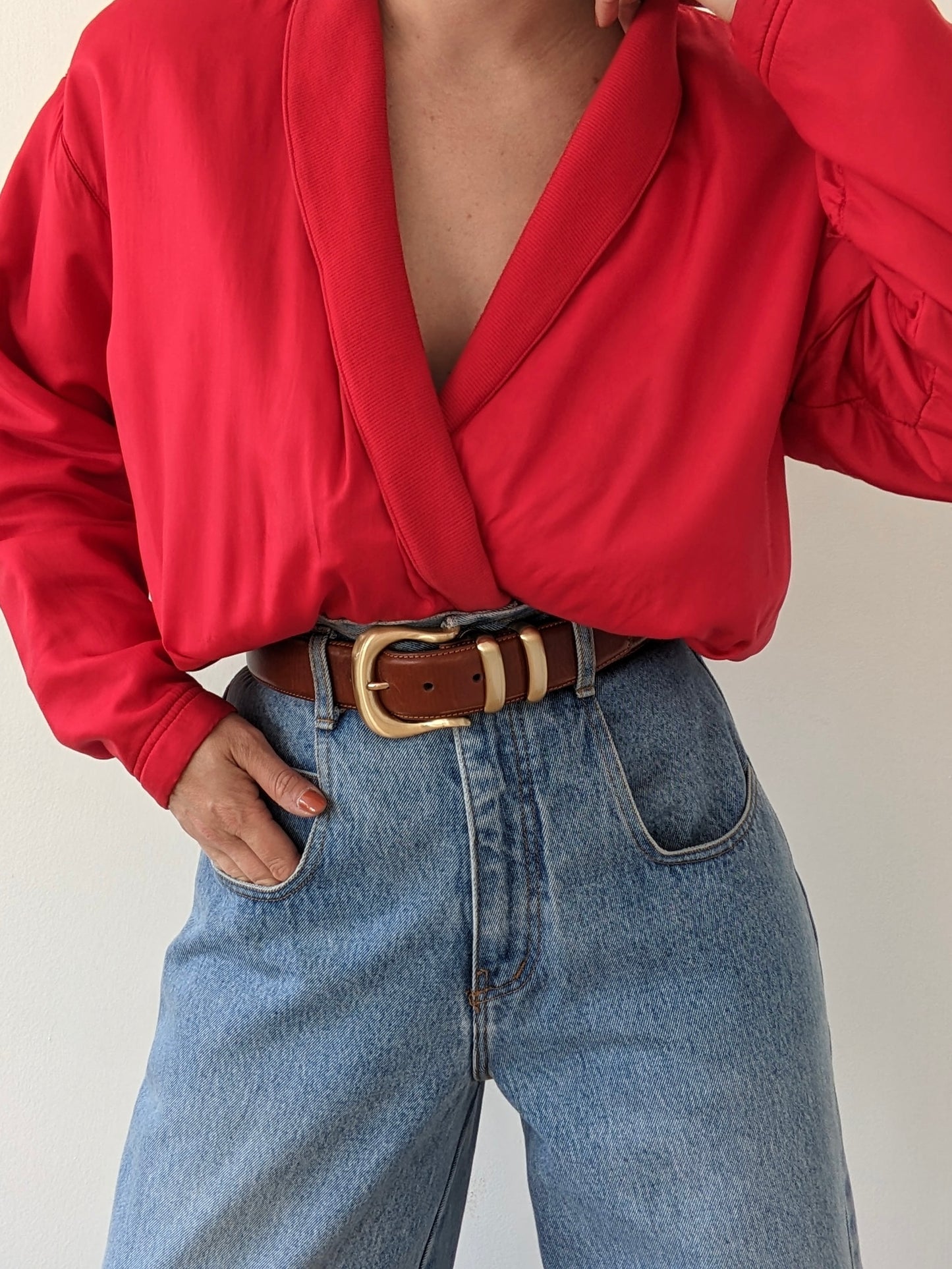 Amazing Vintage Cayenne Cropped Silk Popover