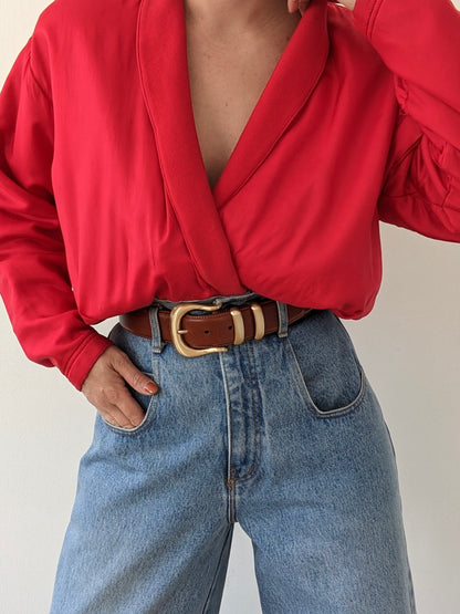 Amazing Vintage Cayenne Cropped Silk Popover
