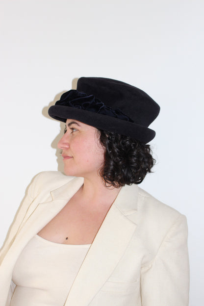 Favorite Vintage Midnight Velvet & Bow Hat