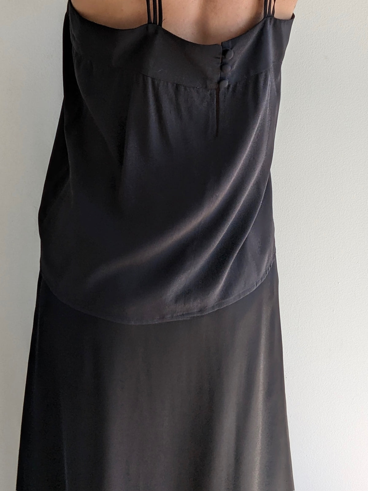 Vintage Ink Black Silk Slip Top