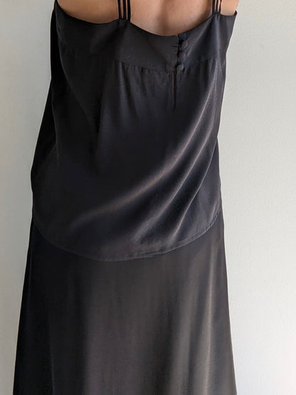 Vintage Ink Black Silk Slip Top