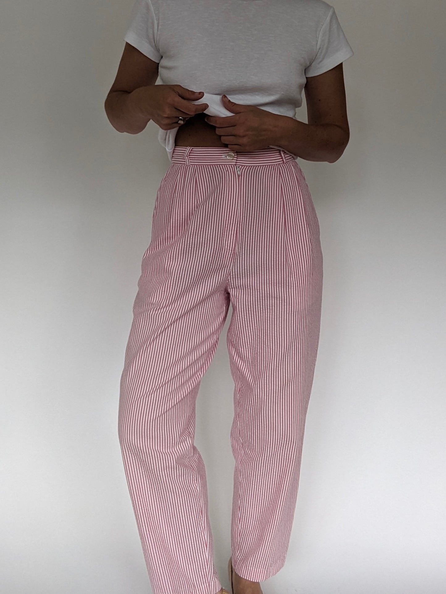 Vintage Grapefruit Seersucker Trousers