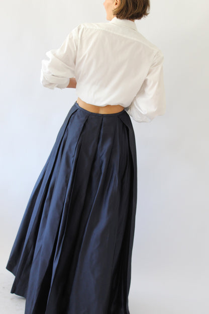Stunning Midnight Pleated Silk Skirt