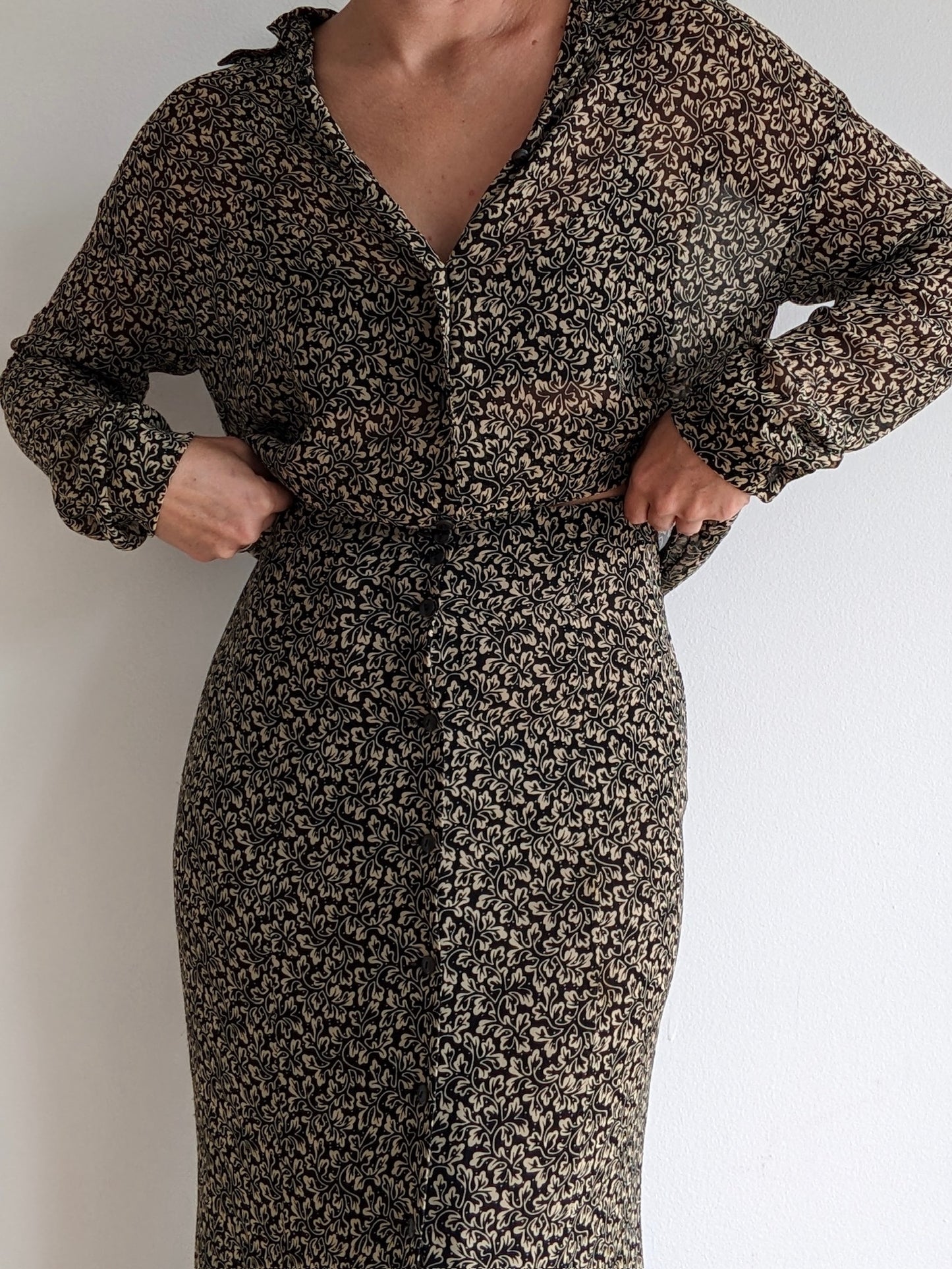 Vintage Ralph Lauren Printed Skirt Set