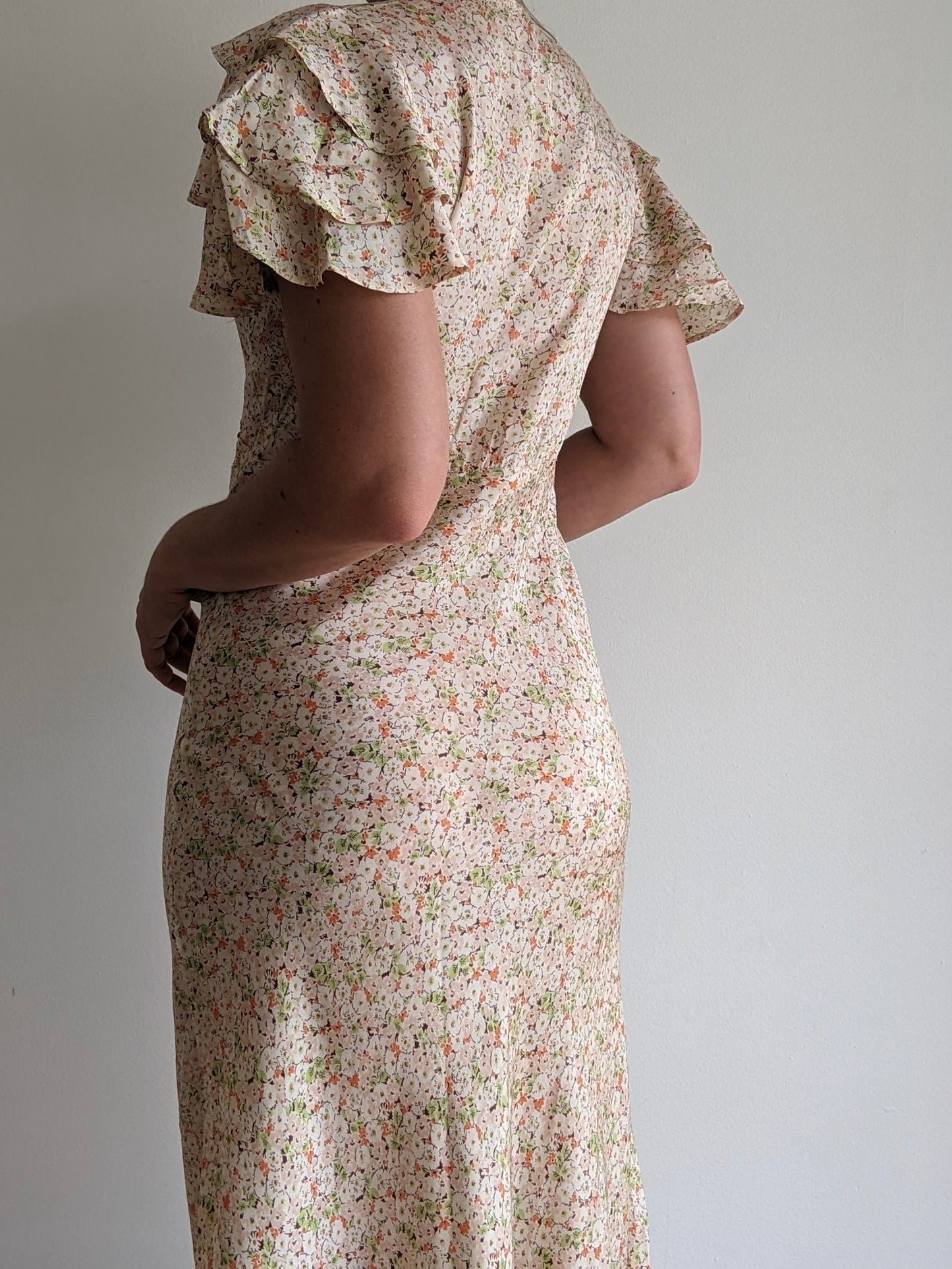 Incredible Vintage Handmade Floral Silk Dress