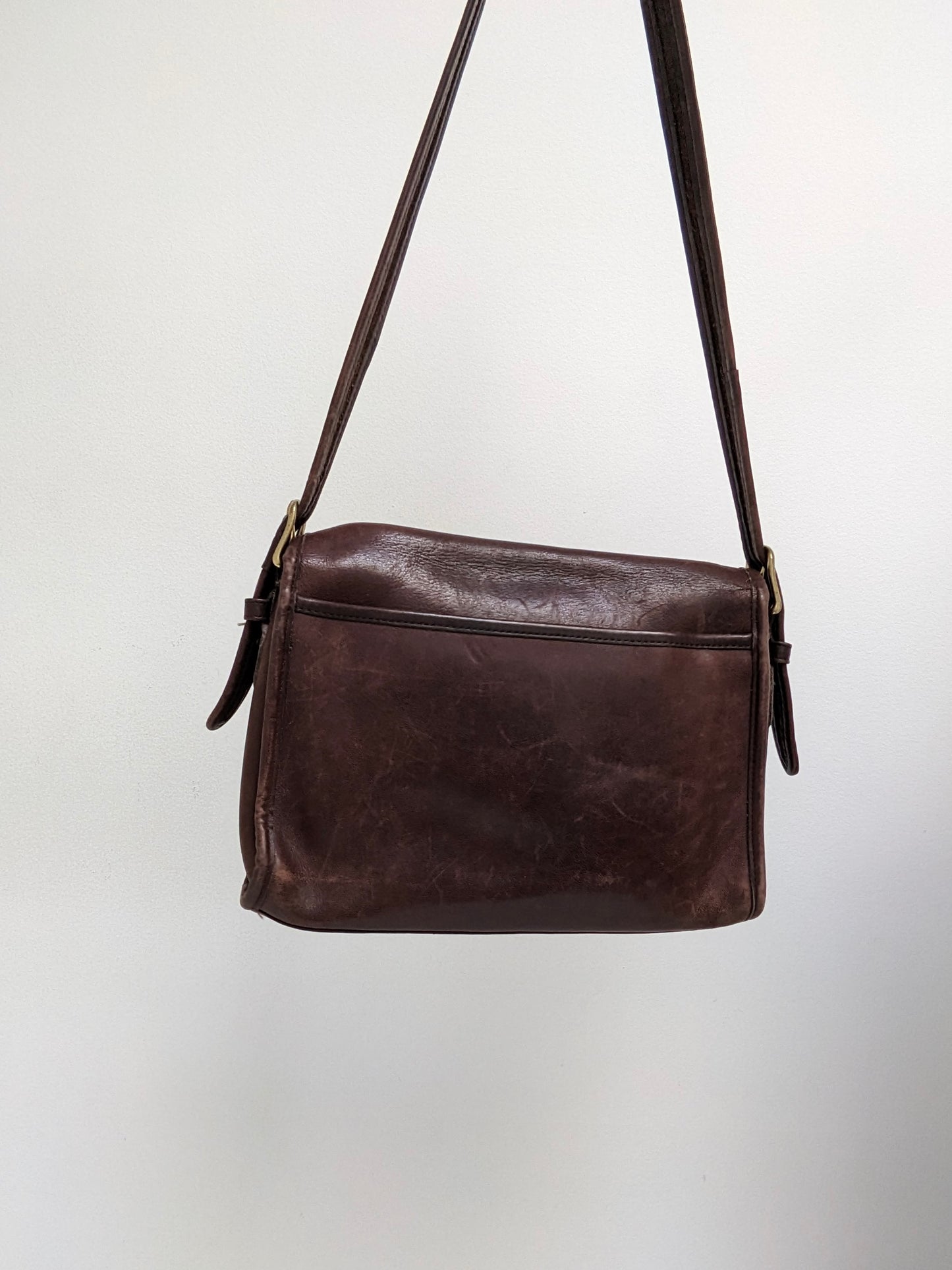 Vintage Faded Walnut Leather Coach Purse