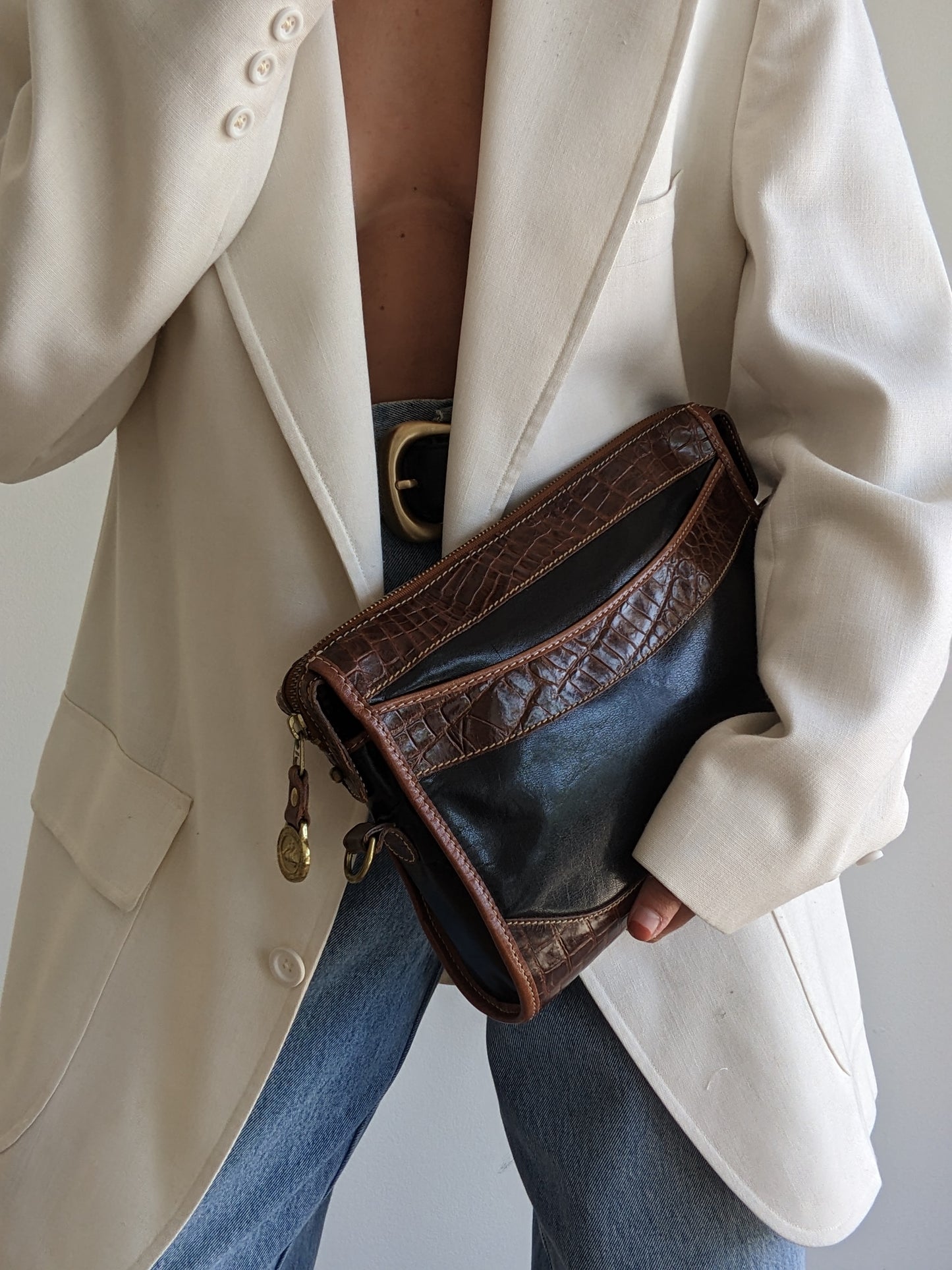 Amazing Vintage Brahmin Two-Toned Leather Bag