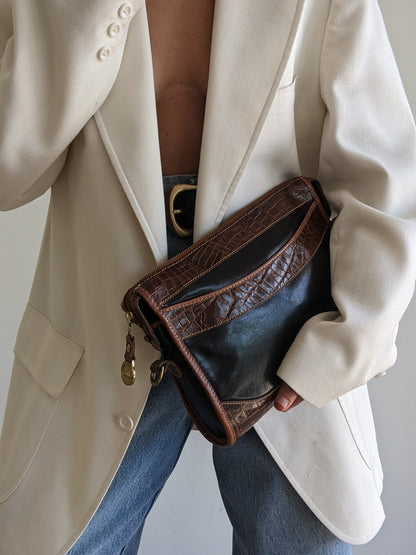 Amazing Vintage Brahmin Two-Toned Leather Bag