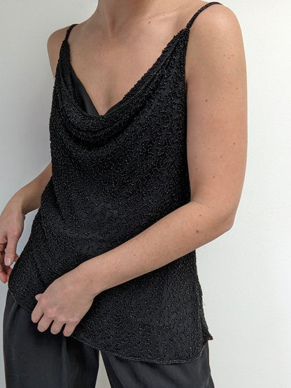 Beautiful Vintage Beaded Silk Top