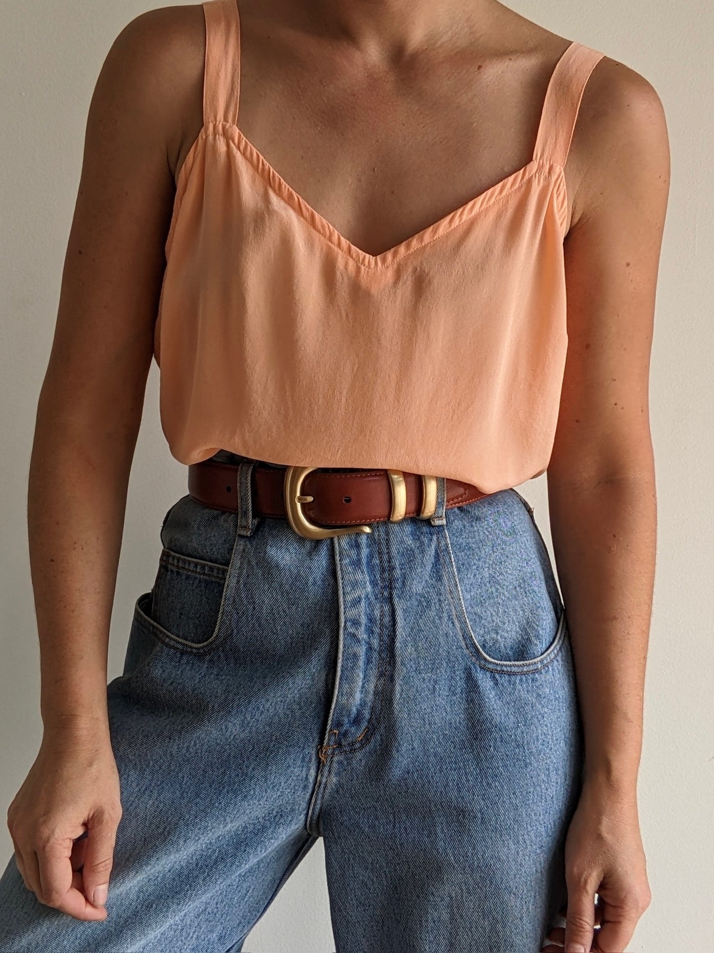 Vintage Peach Silk Slip Top