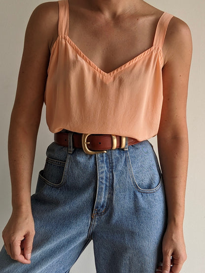 Vintage Peach Silk Slip Top