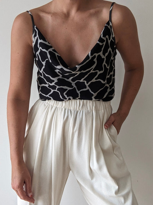 90s Giraffe Print Silk Tank