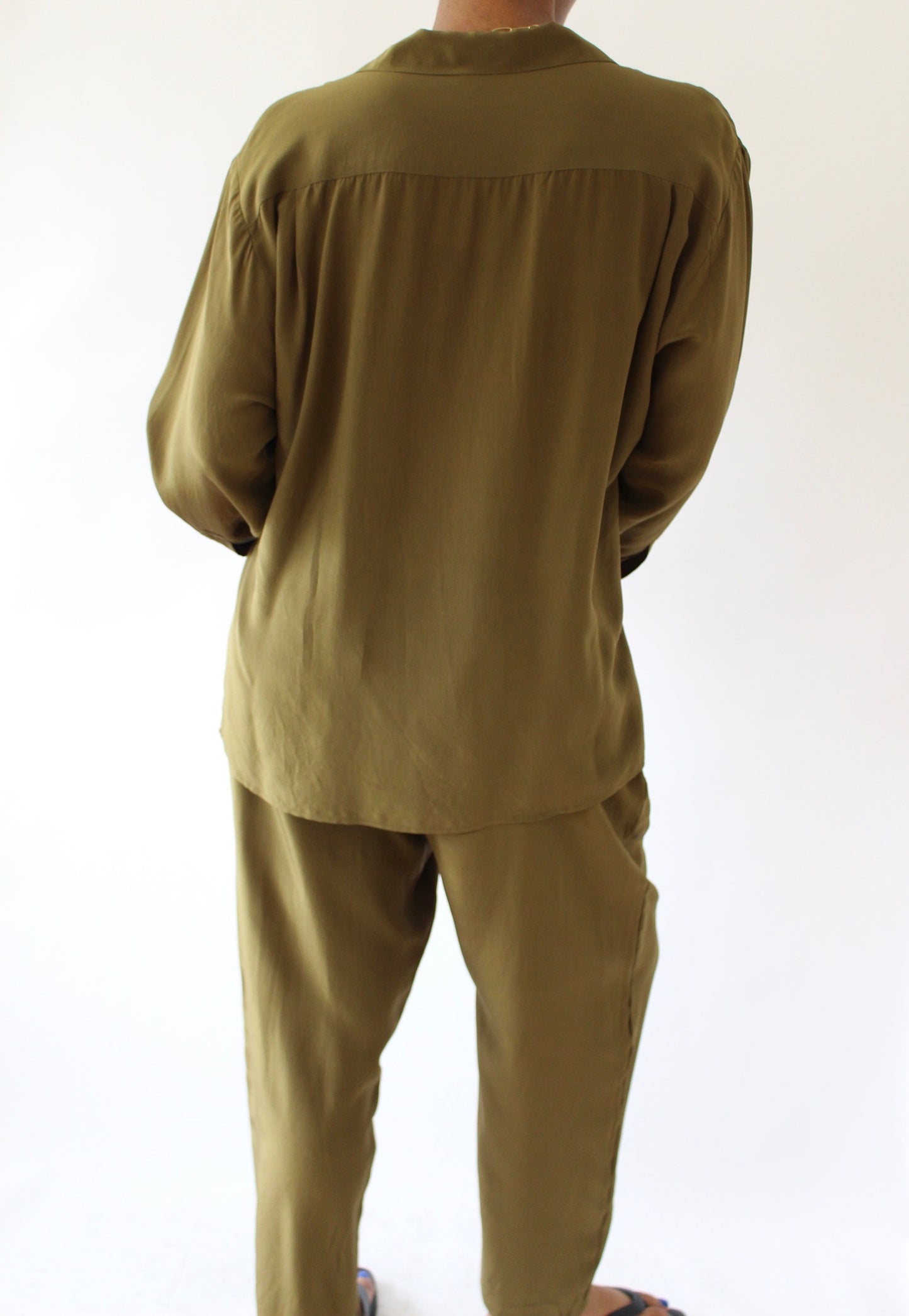 Vintage Olive Silk Leisure Set