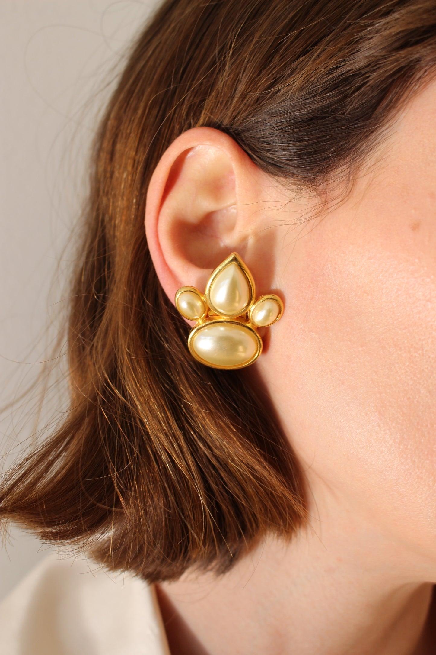 Elegant Vintage Gold & Faux Pearl Earrings