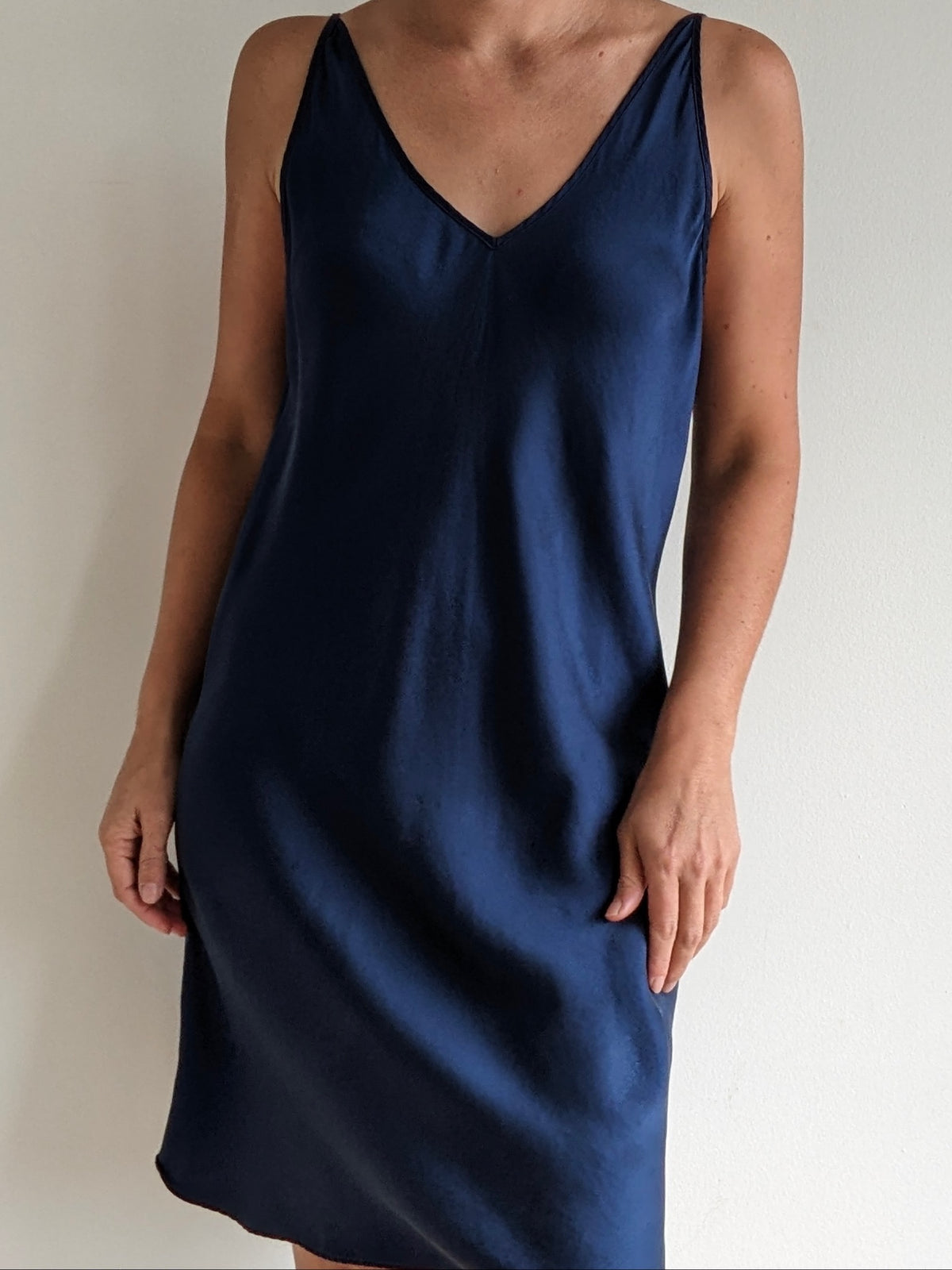 Gorgeous Vintage Navy Silk Slip Dress