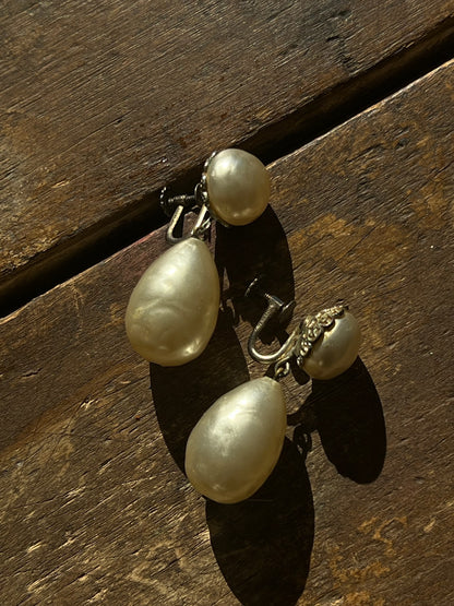 Lovely Vintage Faux Pearl Drop Earrings