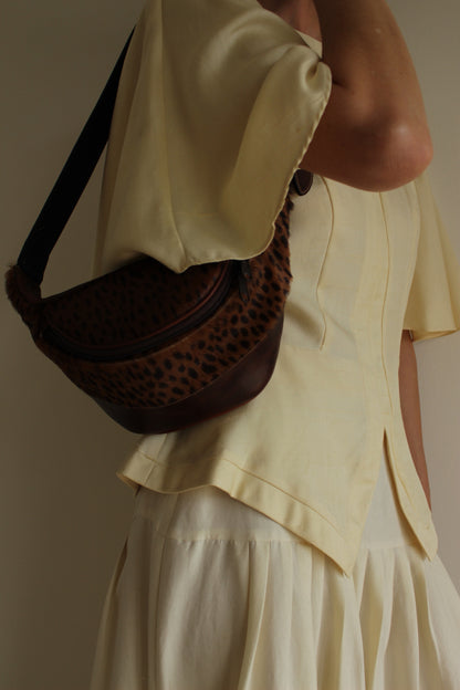 Incredible Vintage Printed Calf Hair Fanny Pack