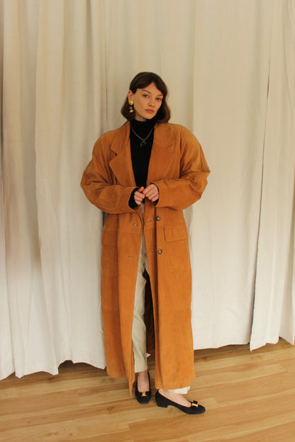 Vintage Clay Sueded Leather Coat