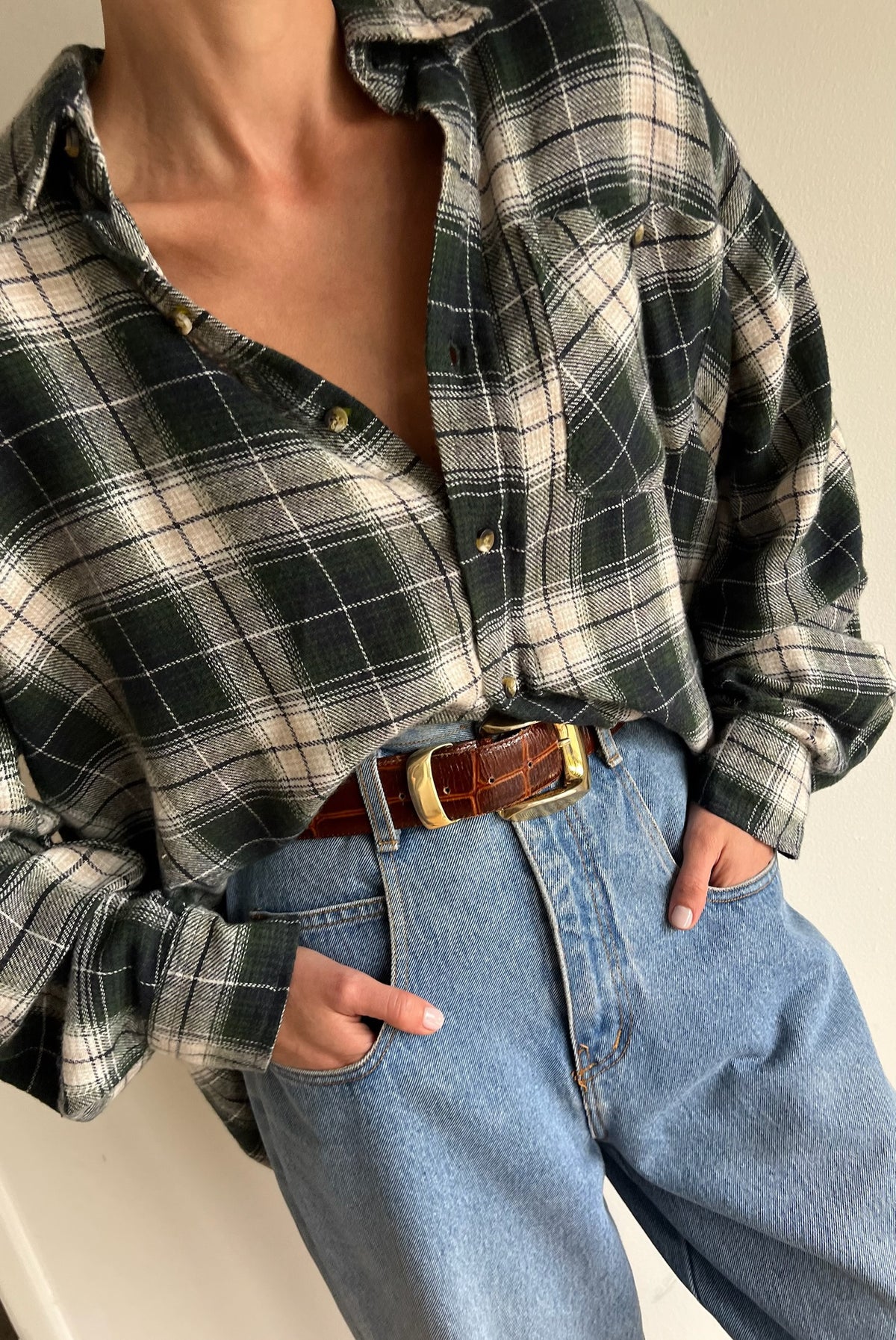Vintage Forest Woven Plaid Button Down