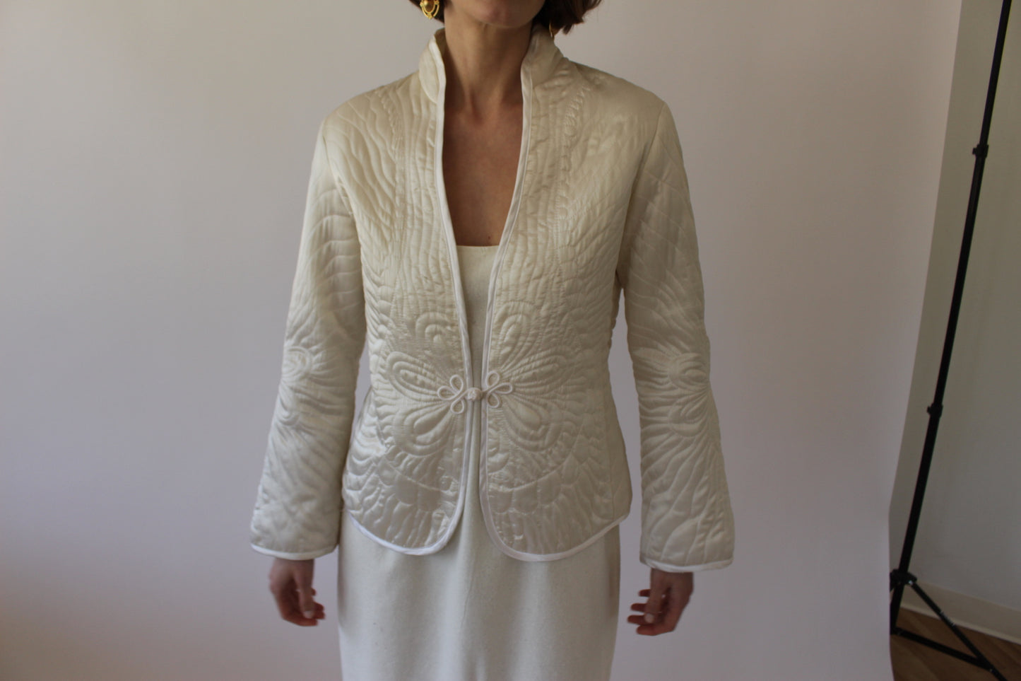 Stunning Vintage Pearl Quilted Silk Jacket