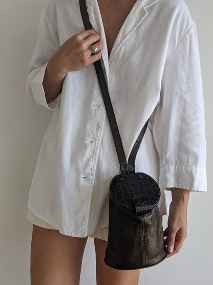 Pebbled Leather Bucket Purse