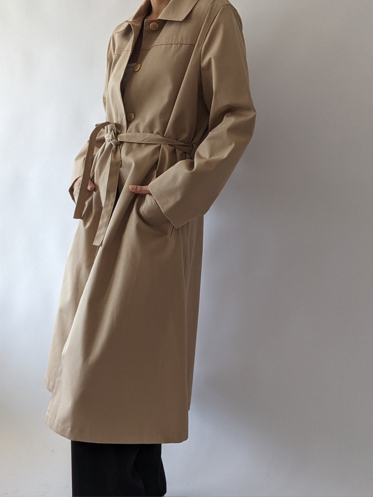 Vintage Belted Khaki Trench Coat