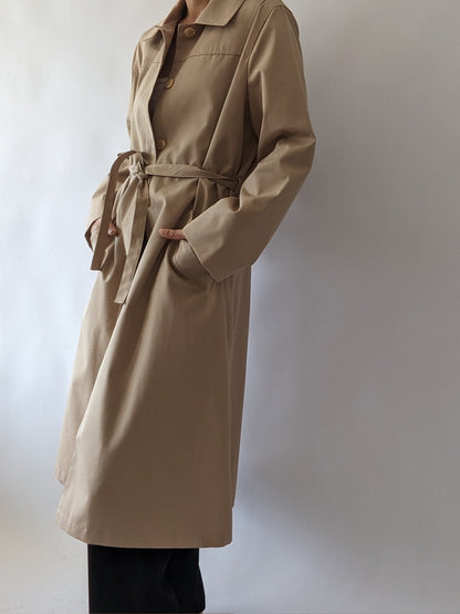 Vintage Belted Khaki Trench Coat