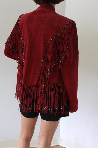 Favorite Vintage Beaded Fringe Suede Jacket