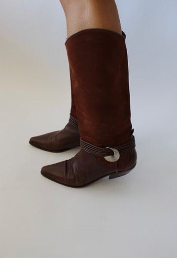 90s Italian Suede Western Boots