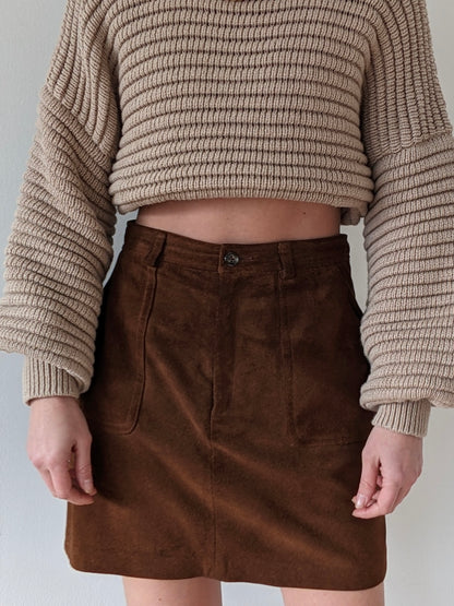 Lovely Vintage Chestnut Suede Mini Skirt