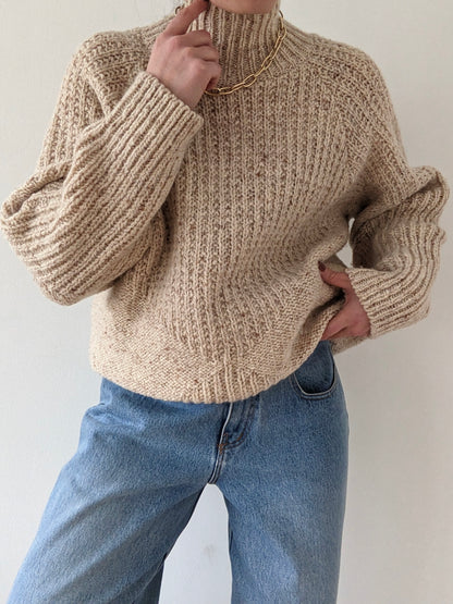 Amazing Vintage Speckled Oat Wool Tunic Sweater