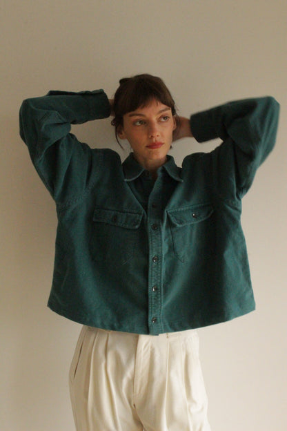 Reworked Long Sleeve Cropped Button Down