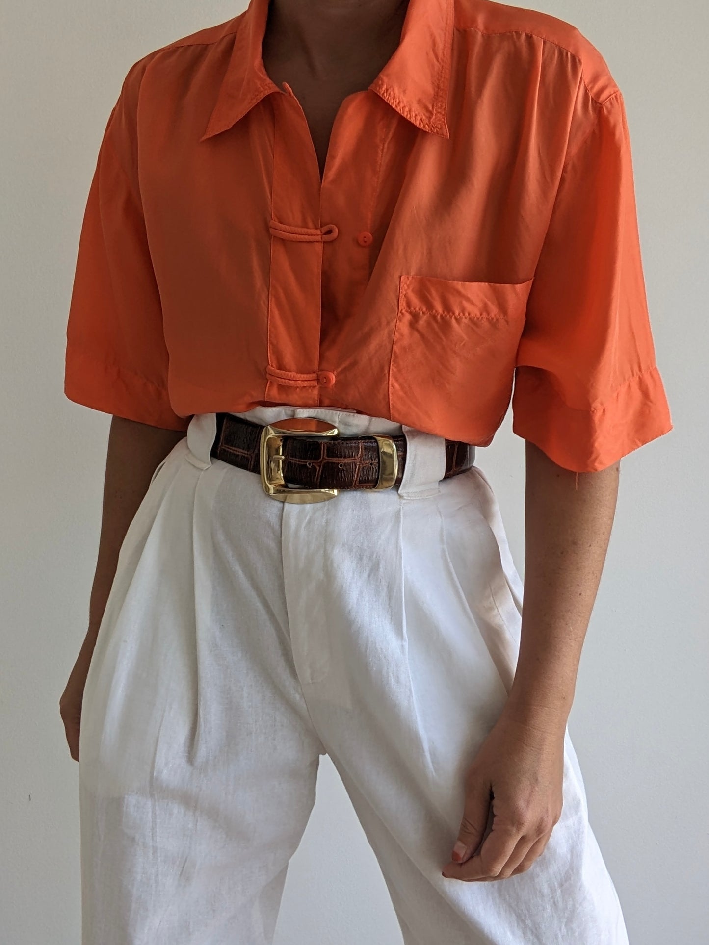 Vintage Bold Citrus Silk Blouse