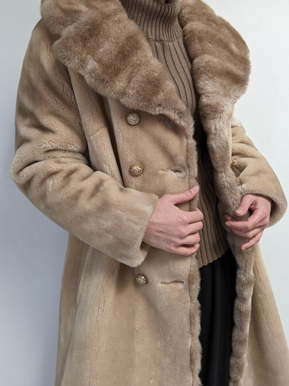 Luxury Vintage Latte Faux Fur Coat