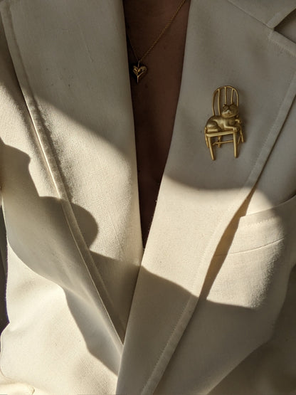 Sweetest Vintage Gold Cat Brooch