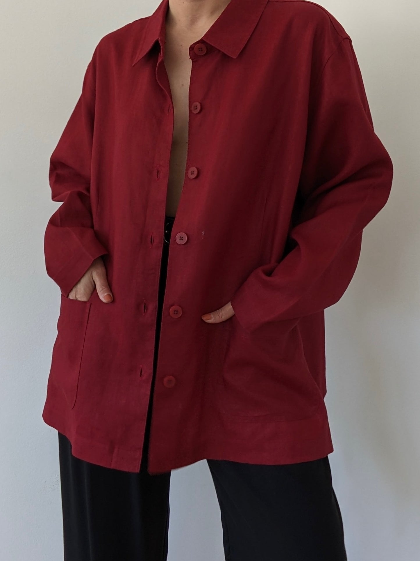 Vintage Wine Linen Chore Jacket