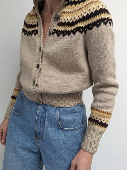 Amazing Vintage Handmade Fair Isle Wool Cardigan