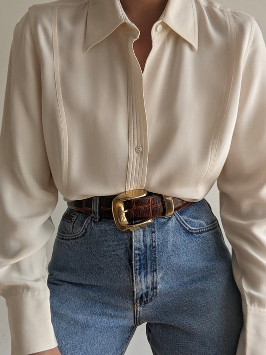 Vintage Cream Silk Blouse