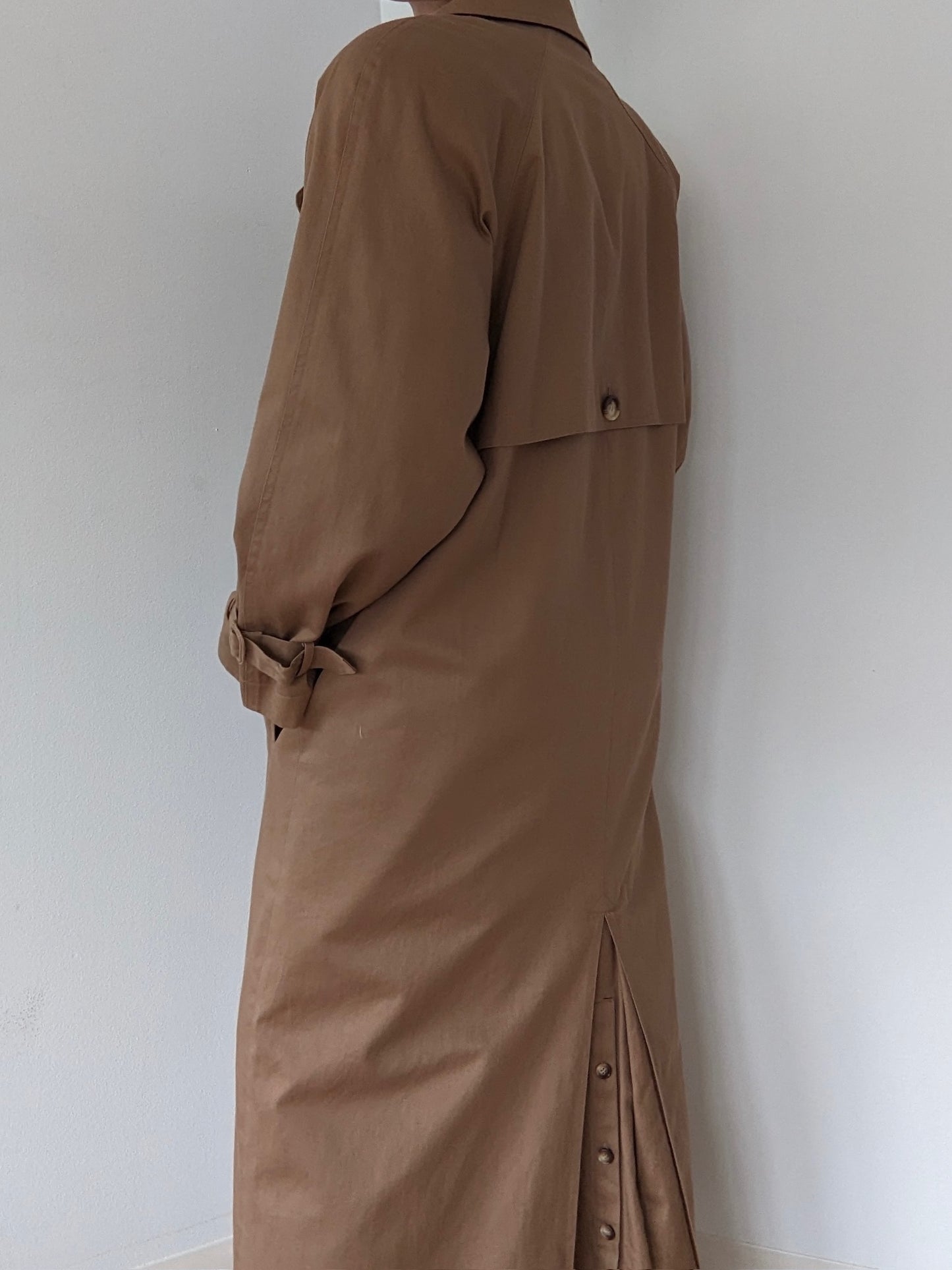 Vintage Mocha Cotton Twill Trench Coat
