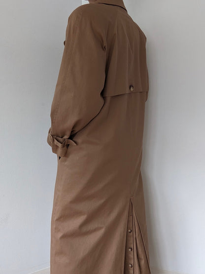 Vintage Mocha Cotton Twill Trench Coat