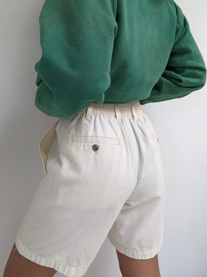 Vintage Bone Cotton Twill Leisure Shorts
