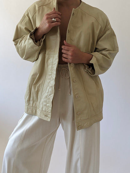 Amazing Vintage Sand Leather Jacket